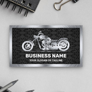 Tarjeta De Visita Maquinaria para motocicleta de acero Damask negro
