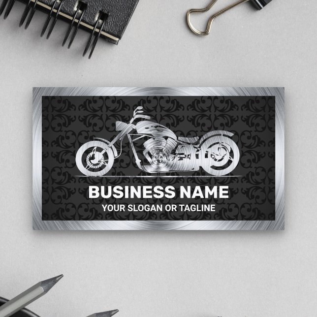 Tarjeta De Visita Maquinaria para motocicleta de acero Damask negro (Subido por el creador)