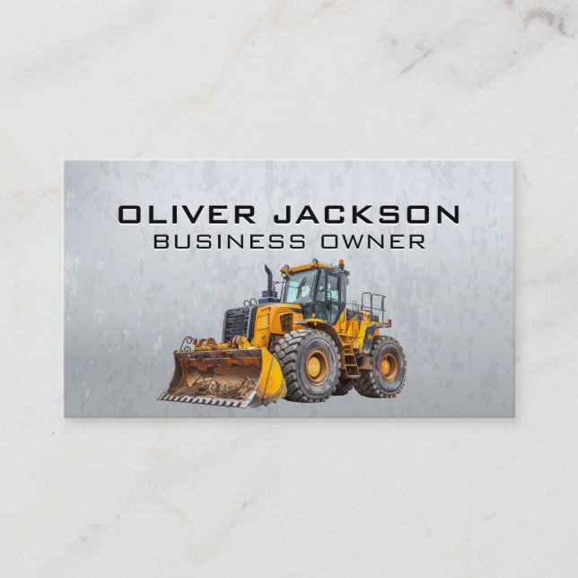 Tarjeta De Visita Maquinaria pesada de construcción | Bulldozer (Anverso)