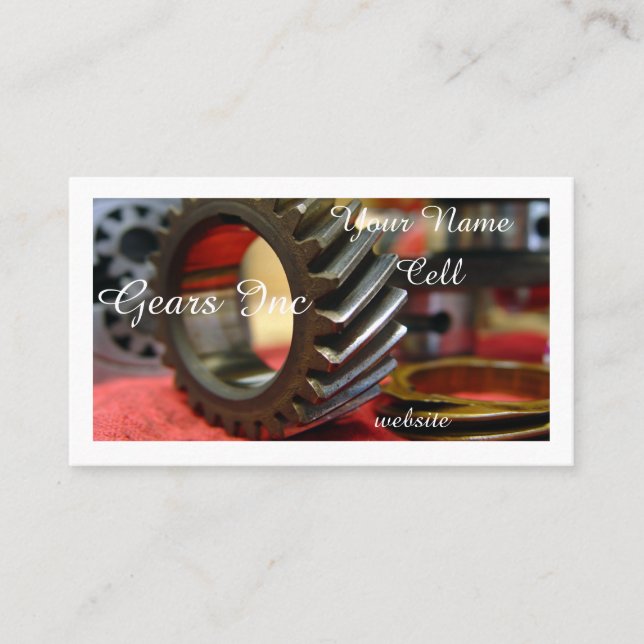 Tarjeta De Visita máquinas de engranajes estacas metalizado (Anverso)