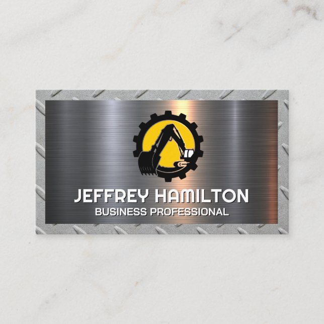 Tarjeta De Visita Máquinas pesadas de excavación | METALIZADO (Anverso)