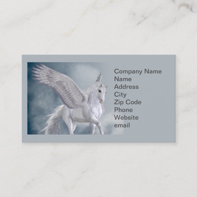 Tarjeta De Visita Maravilloso Pegaso Blanco (Anverso)