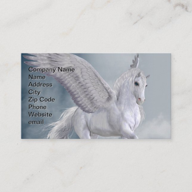 Tarjeta De Visita Maravilloso Pegaso Blanco (Anverso)