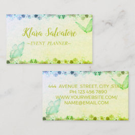 Tarjeta De Visita Maravilloso Verde dulce con mariposa  