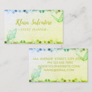Tarjeta De Visita Maravilloso Verde dulce con mariposa  
