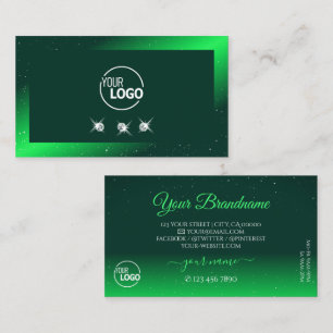 Tarjeta De Visita Maravilloso verde esmeralda Diamantes espumosos Añ