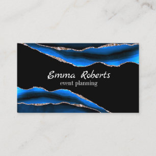 Tarjeta De Visita Marble azul Agate Granite Mosaic Golden Modern