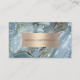 Tarjeta De Visita Marble azul espumoso y elegante dorado