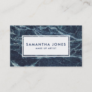 Tarjeta De Visita Marble azul marino simple artista de maquillaje mo