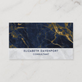 Tarjeta De Visita Marble azul marino y oro moderno estilo