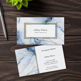 Tarjeta De Visita Marble Blue and Gold Custom Business Card