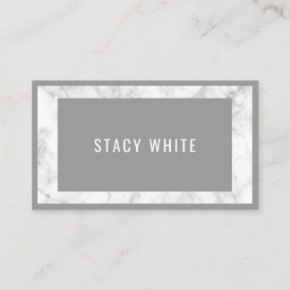Tarjeta De Visita Marble Border Minimal Moderno Gris Moderno