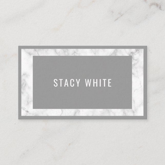 Tarjeta De Visita Marble Border Minimal Moderno Gris Moderno (Anverso)