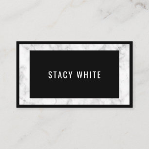Tarjeta De Visita Marble Border Minimal Moderno Trendy Black