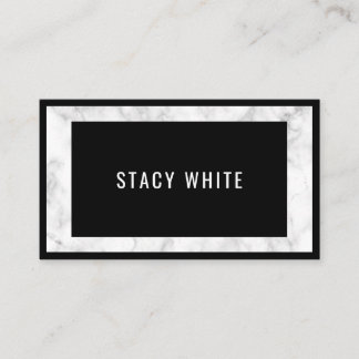 Tarjeta De Visita Marble Border Minimal Moderno Trendy Black
