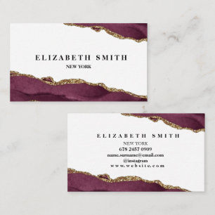 Tarjeta De Visita Marble Burgundy