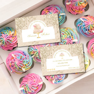 Tarjeta De Visita Marble Cake Bakery Chef Ivory Rubor Gold