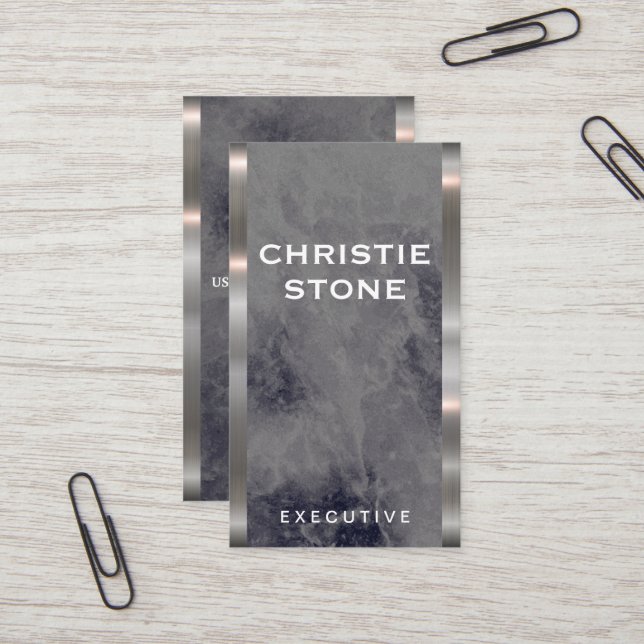Tarjeta De Visita Marble de lujo | Mímica metálica (Anverso/Reverso In Situ)