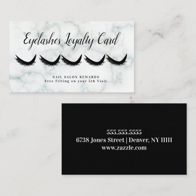Tarjeta De Visita Marble Eyelashes Reward Loyalty (Anverso / Reverso)