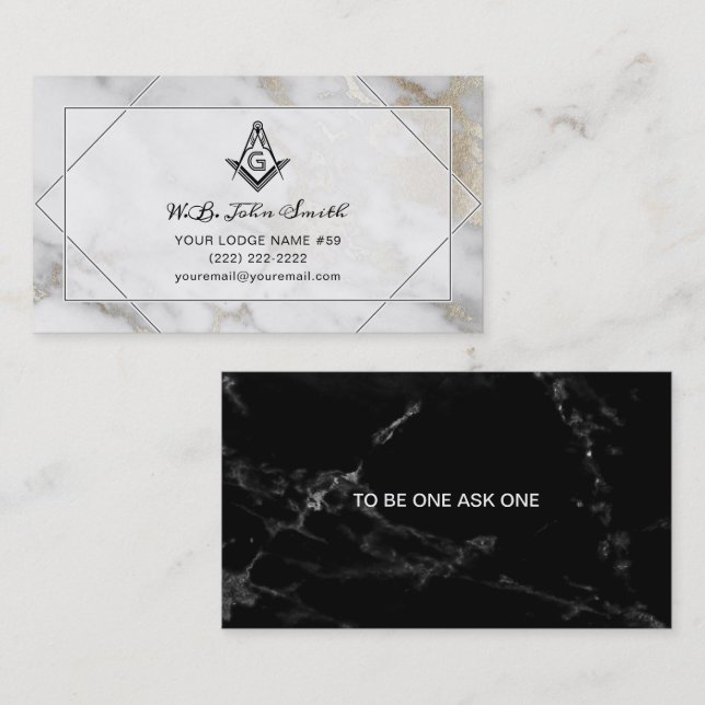 Tarjeta De Visita Marble Gold Masonic Business Cards | Masón (Anverso / Reverso)