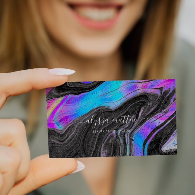 Tarjeta De Visita Marble holográfico elegante moda personalizada (Subido por el creador)