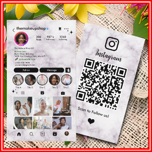 Tarjeta De Visita Marble Instagram Personalizado de medios sociales 
