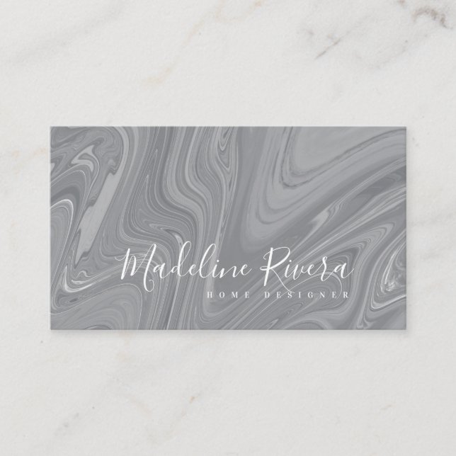 Tarjeta De Visita Marble líquido agate estilo Salon interior gris (Anverso)