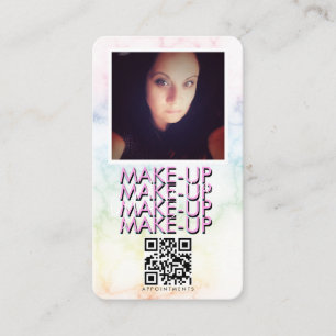 Tarjeta De Visita Marble Makeup Salon QR Code Photo