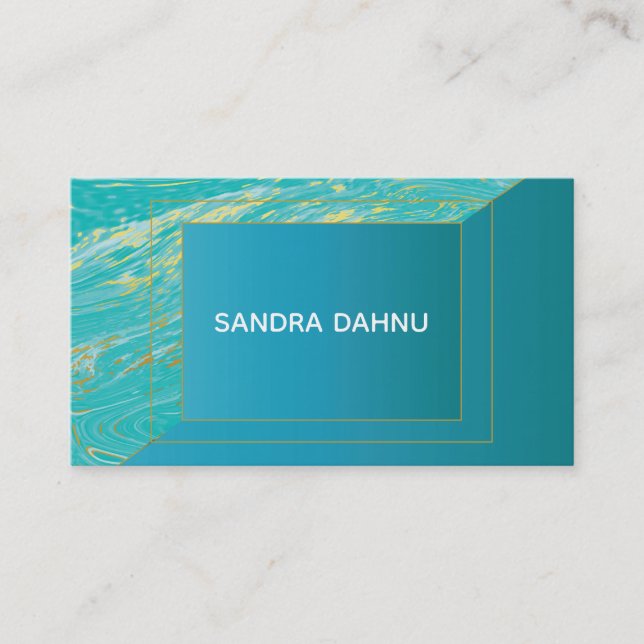 Tarjeta De Visita Marble Modern Minimal turquesa cian (Anverso)