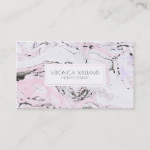 Tarjeta De Visita Marble moderno blanco y rosa y gris