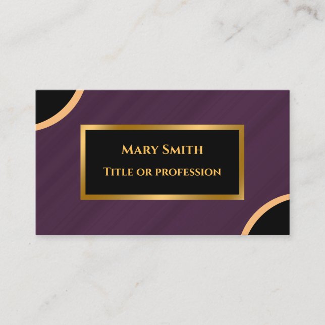 Tarjeta De Visita Marble morado de oro moderno de lujo (Anverso)