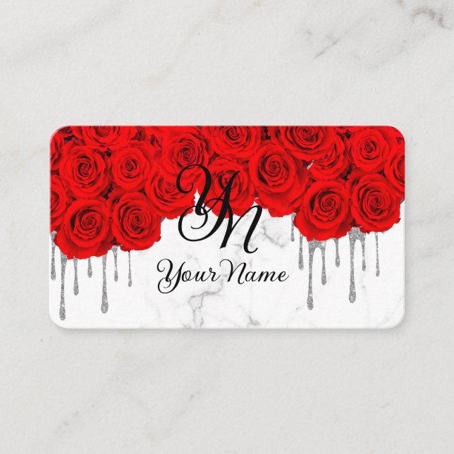 Tarjeta De Visita Marble rojo inicial (Anverso)