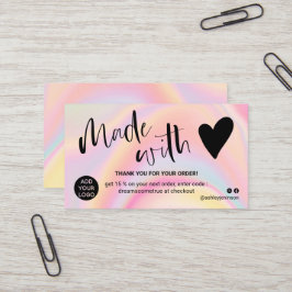 Tarjeta De Visita Marble rosa gracias hecho con amor