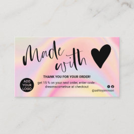 Tarjeta De Visita Marble rosa gracias hecho con amor