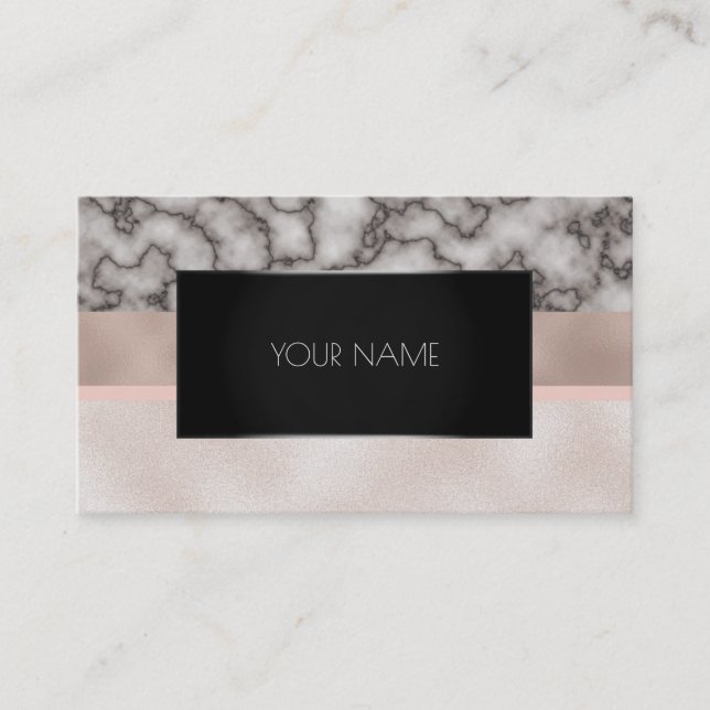 Tarjeta De Visita Marble Rubor Black Silver Gold Resumen Rosa Rosado (Anverso)
