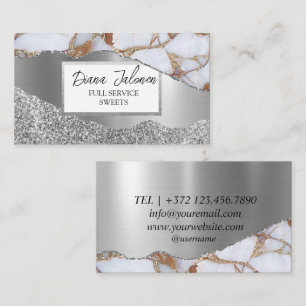 Tarjeta De Visita Marble Silver Purpurina Mujeres de la belleza del 