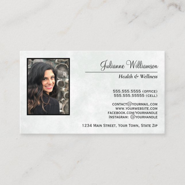 Tarjeta De Visita Marble Steel Blue Simple Professional Photo (Anverso)