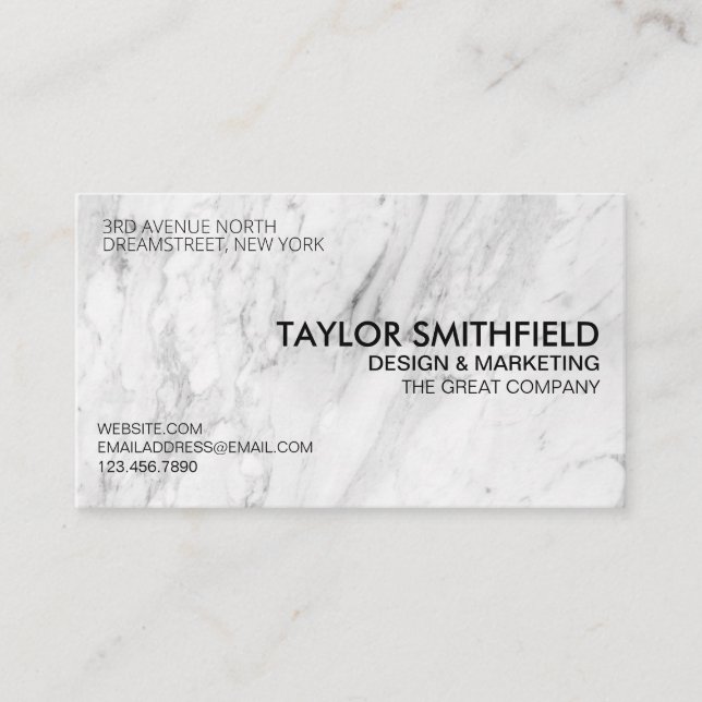 Tarjeta De Visita Marble Stone Trendy Minimal Professional (Anverso)