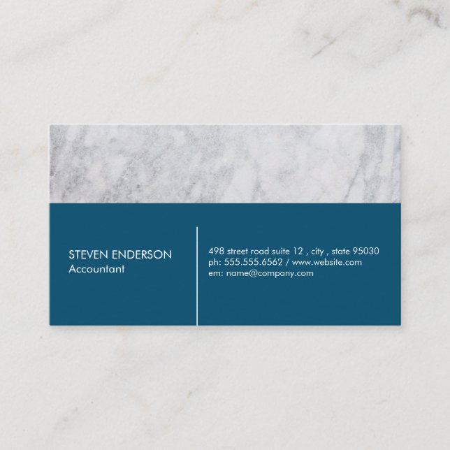 Tarjeta De Visita Marble Trim Blue (Anverso)