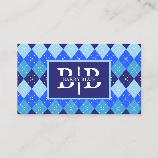Tarjeta De Visita Marca comercial única Blue Argyle (Anverso)