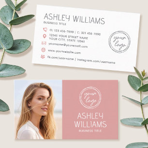 Tarjeta De Visita Marca de Logo de Color Rosa Elegante Personalizada