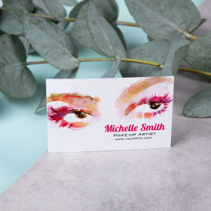 Tarjeta De Visita Marca de maquillaje ocular color agua rosa