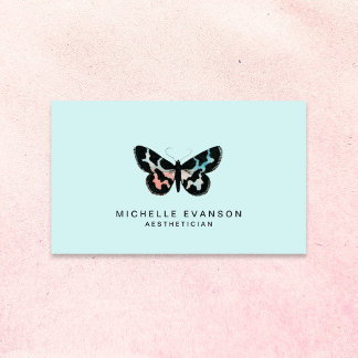Tarjeta De Visita Marca de mariposa acuarela Mint Green