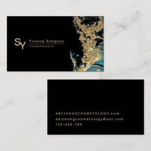Tarjeta De Visita Marca de plantilla moderna de color negro y oro Ve