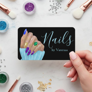 Tarjeta De Visita Marca de Salón de Belleza de Técnico de Uñas Chic