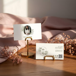 Tarjeta De Visita Marca del logotipo del Escudo del monograma froral