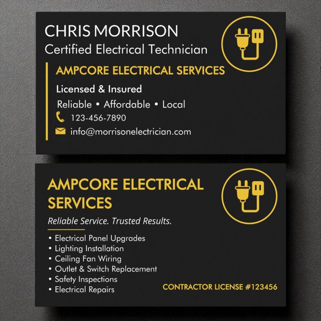 Tarjeta De Visita Marca electrónica moderna Amarillo negro (Subido por el creador)