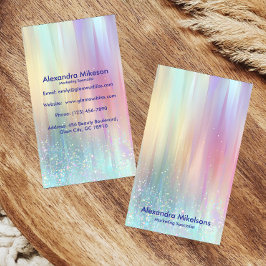 Tarjeta De Visita Marca Holográfica Moderna Pastel