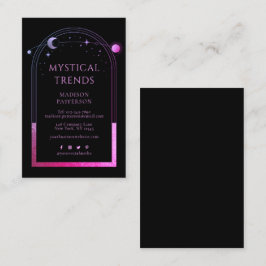 Tarjeta De Visita Marcado Celestial Negro Místico Púrpura