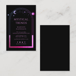 Tarjeta De Visita Marcado Celestial Negro Místico Púrpura